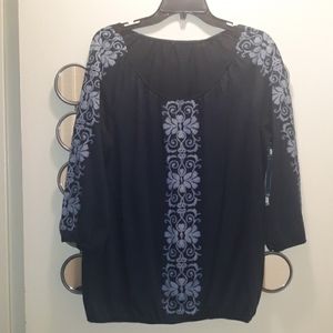 🌺NAVY EMBROIDERED LOOK Top